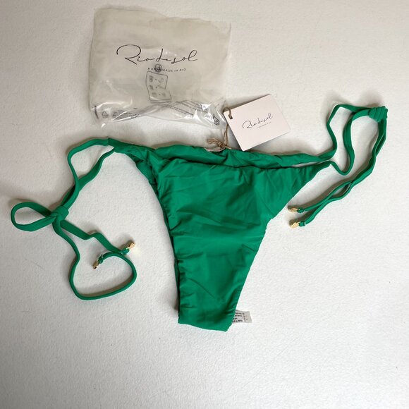 New Rio de Sol Green String Bikini Bottom Tambourine Ibiza for Size M / L - Picture 2 of 12